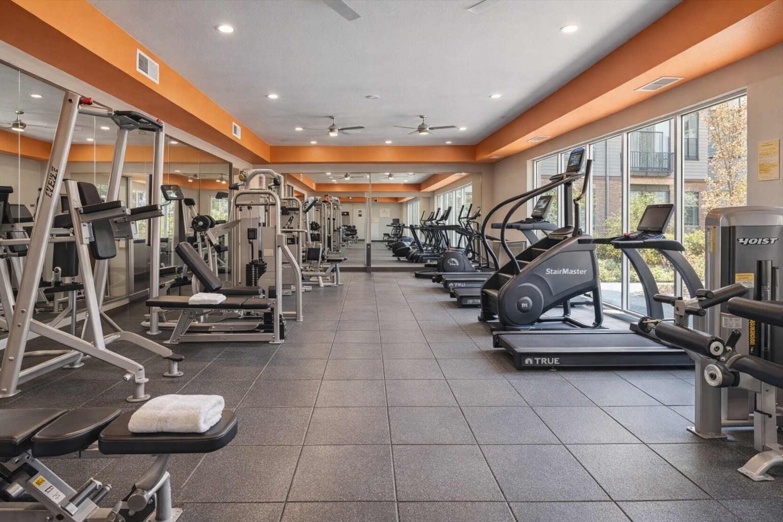 Fitness center with cardio and strength equipment