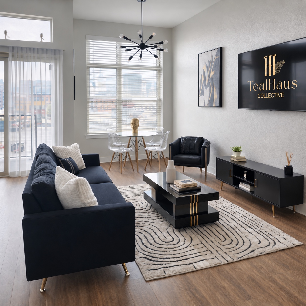 The styled living space at Midnight Seduction
