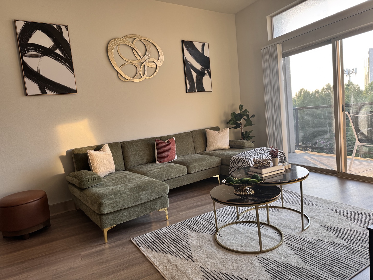 The styled living space at Olive Haus